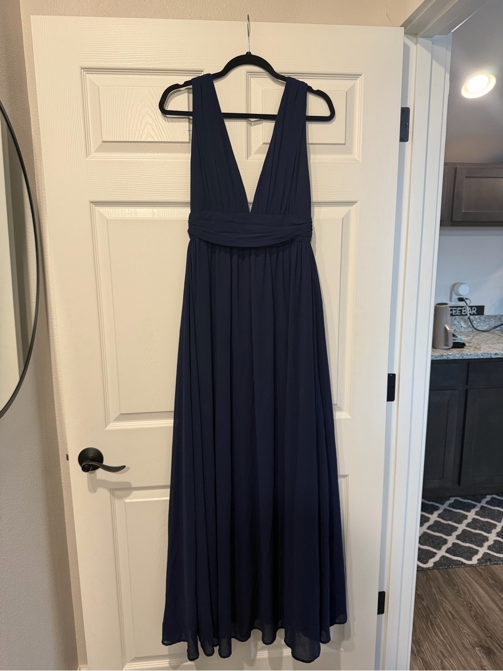 Lulu's Navy Plunge V-Neck Maxi Dress